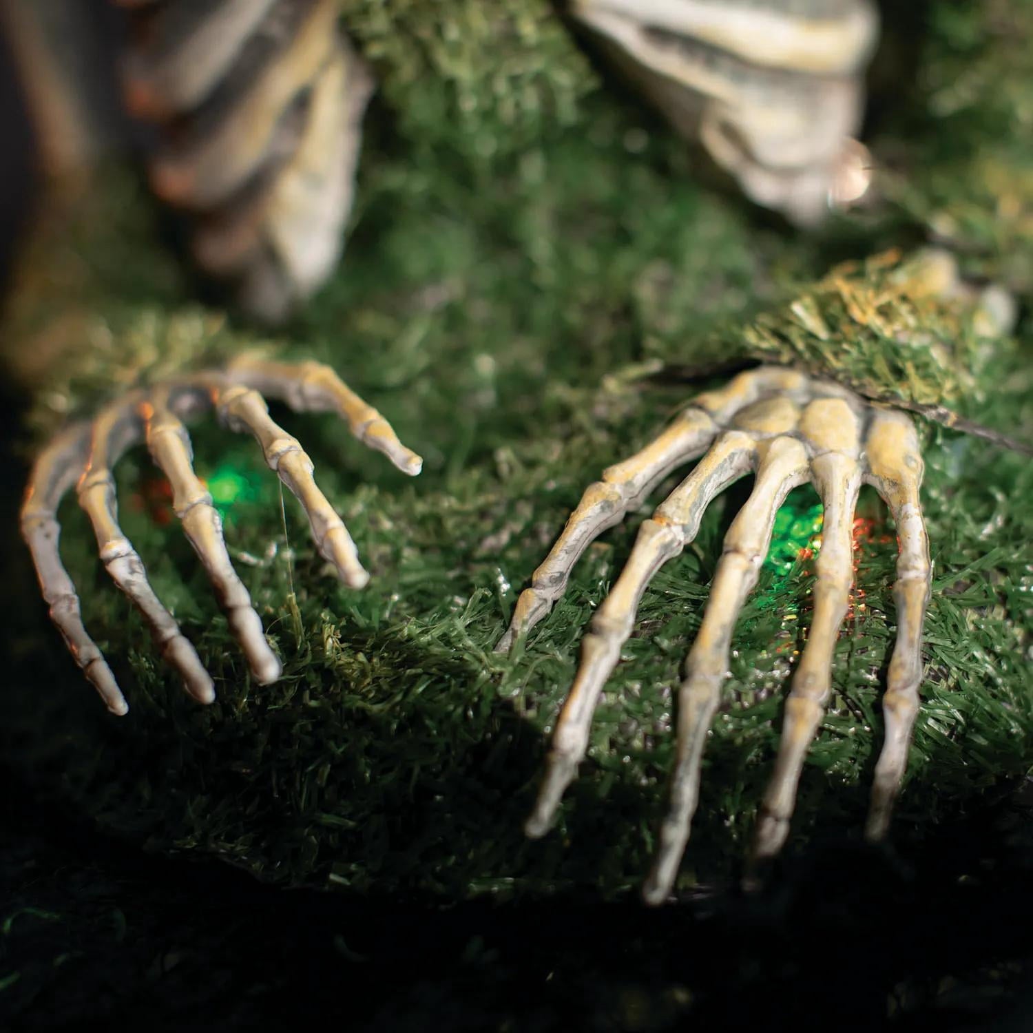 9 3/4" x 14 3/4" Mossy Skeleton Tabletop Animated Prop Halloween Decoration