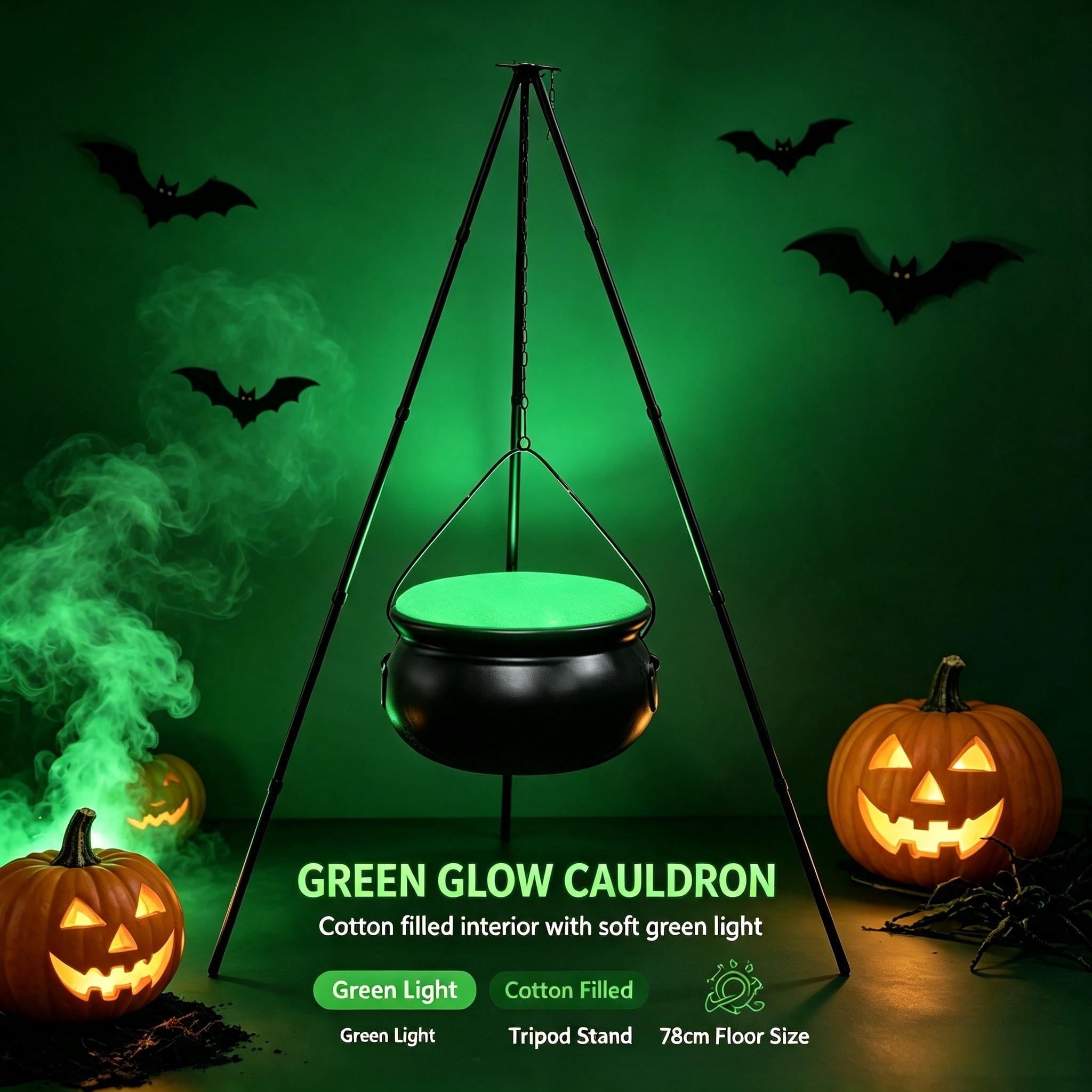 Muecwrye Halloween Decorations Outdoor, Halloween Clearance! Halloween Witches Cauldron on Tripod with Lights, DIY Bubbling Cauldron Set Decor for Home Porch Outside, Halloween Party Supplies