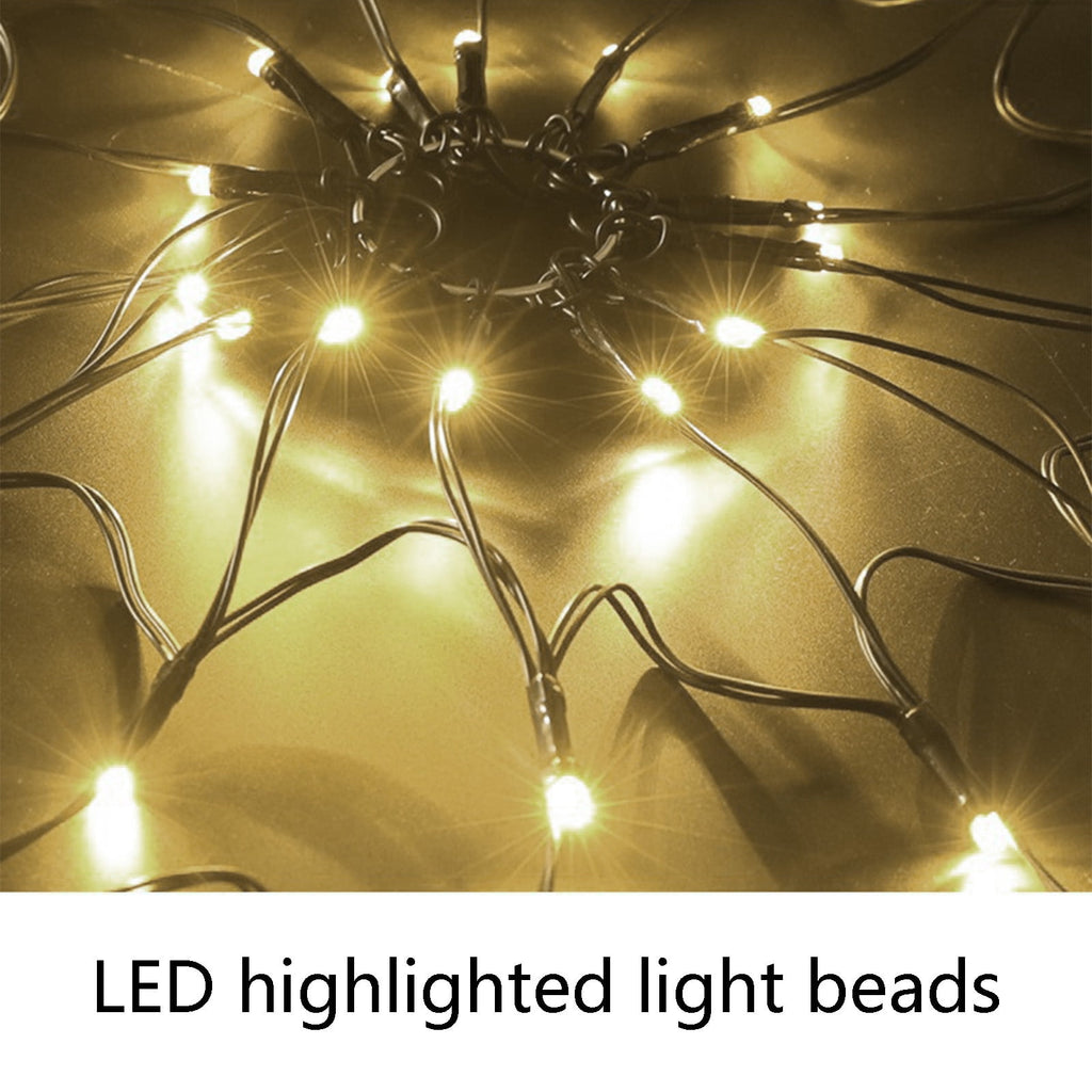 Clearance! Halloween Arachnid Web Lights 1M Diameter 60 LED with Black Spider, Water Proof Purple Net Lights, Remote Control, Halloween Decorations for House Garden