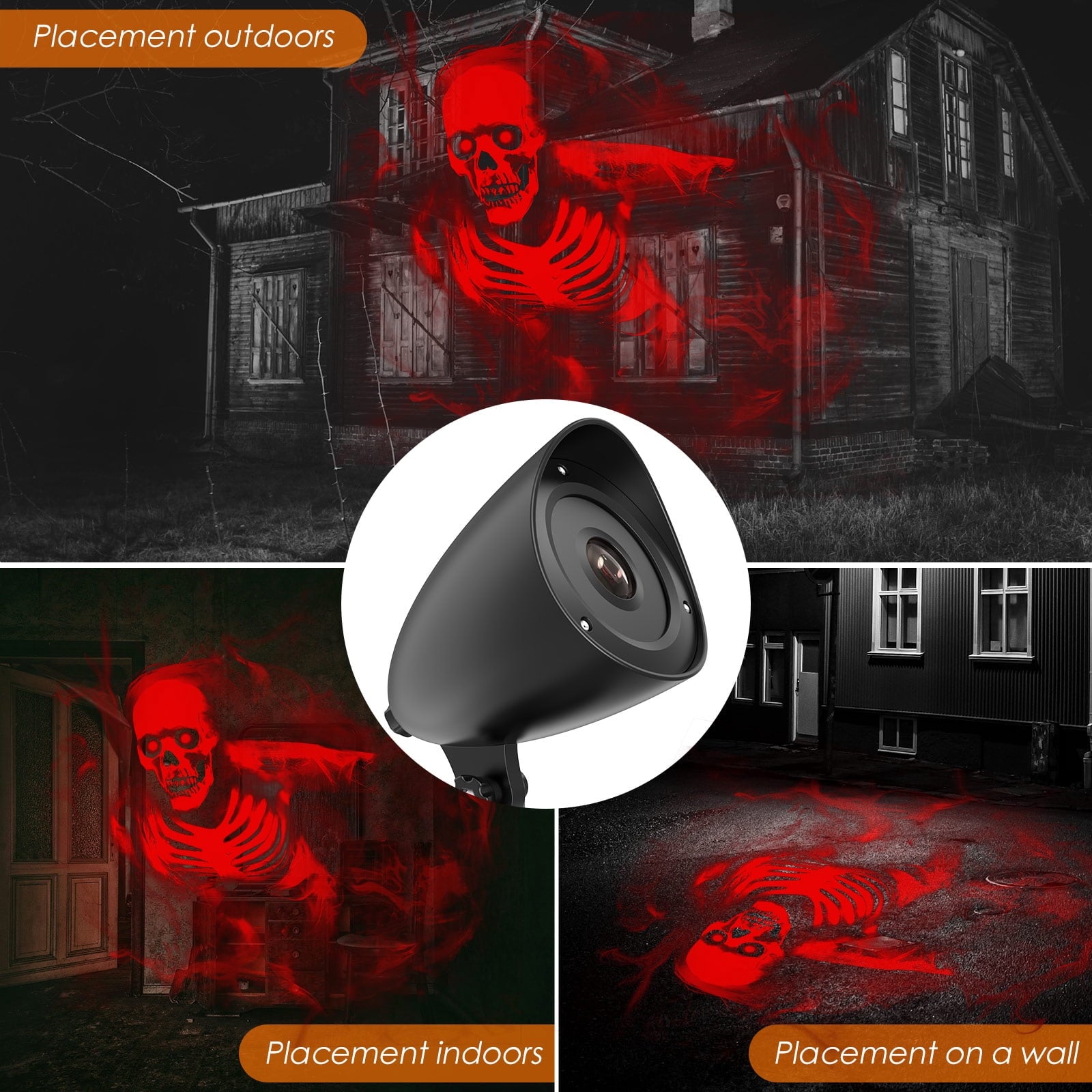 WETRBWEH Halloween Projector Lights Outdoor Indoor, 3D Dynamic Ghost Projector Decorations Lights for Window, Ground,Halloween Decor