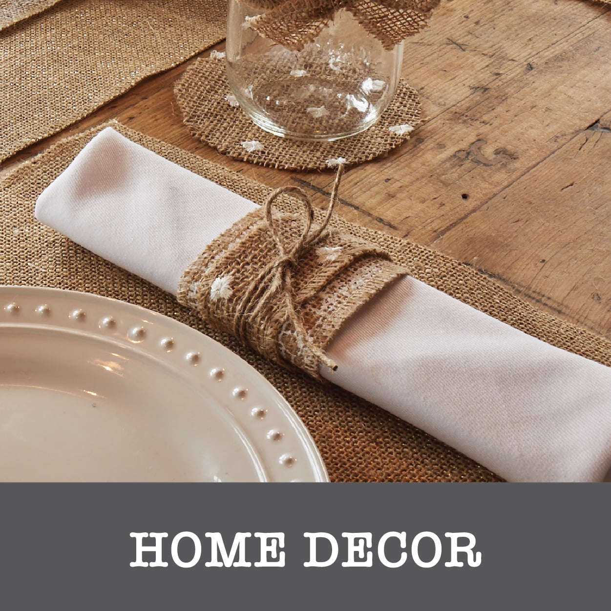 Love, Laugh, Craft Burlap Ribbon Set, 1.5"W x 3-Yds, Natural/White Stripe