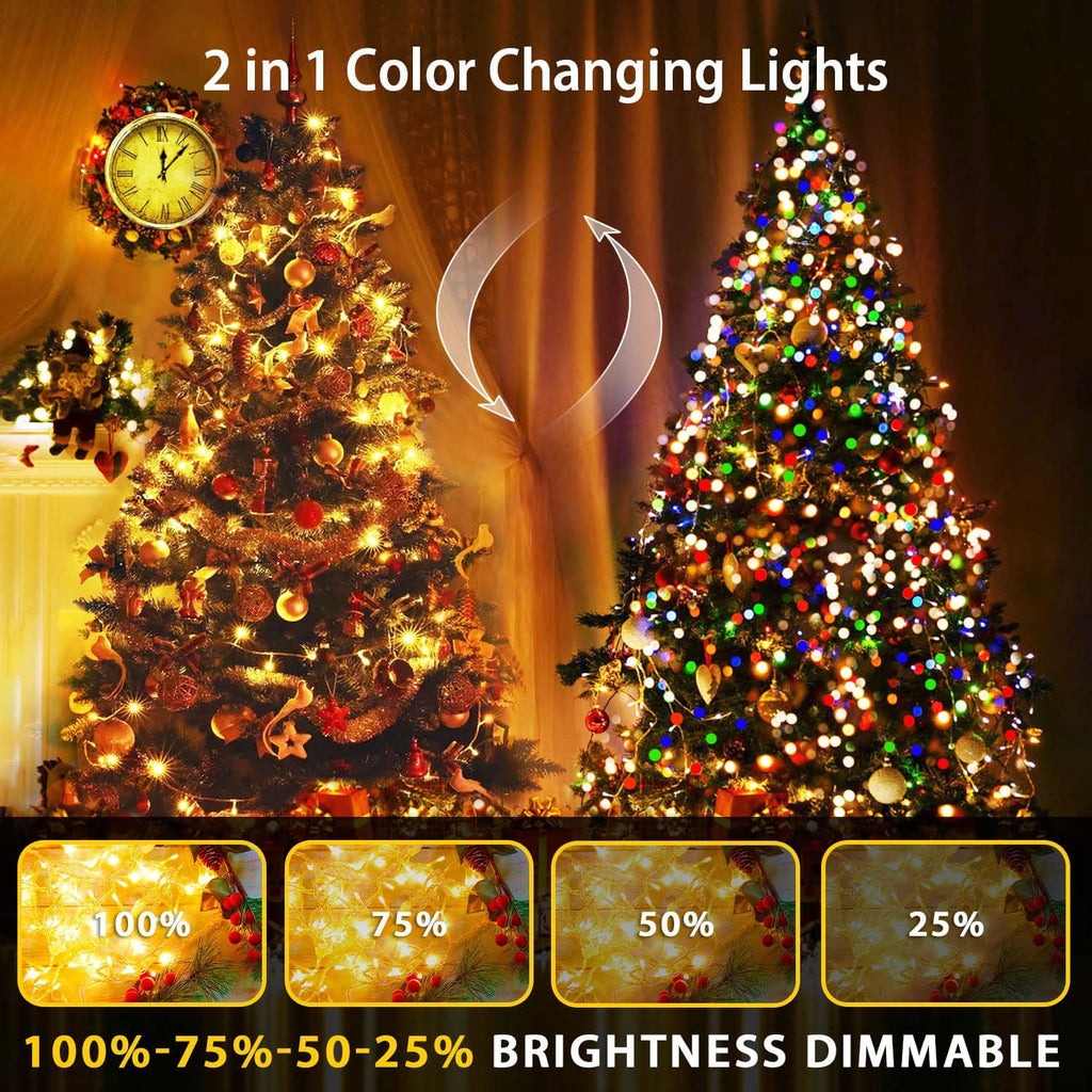 JMEXSUSS 200 LED Christmas Lights Indoor Outdoor, Connectable Warm White Christmas Tree Lights Clear Wire, 66 Ft Twinkle Fairy String Lights Plug in for Bedroom Wedding Christmas Tree Decorations