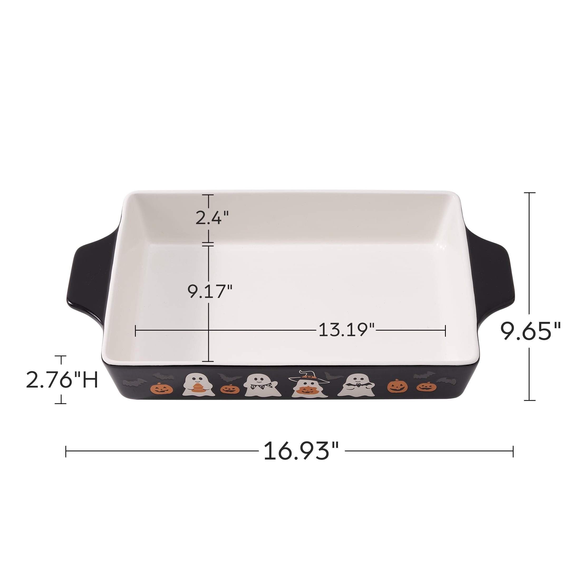 Way To Celebrate 9 in x 13 in Ghost & Jack-O-Lantern Glazed Stoneware Bake & Serve Dish