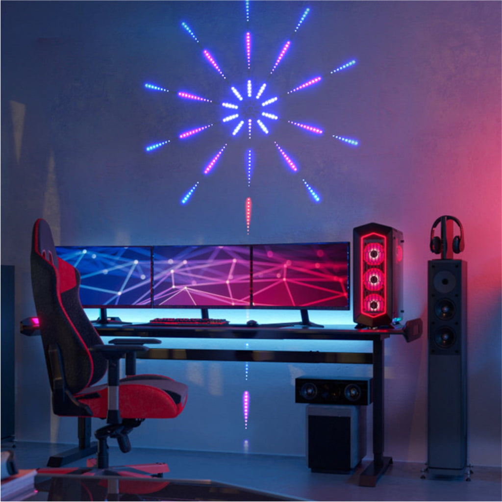 Firework Led Lights USB Powered Room Decor, Color Changing Bluetooth Fireworks Led Lights for Bedroom with Launch Burst Effect, Led Lights with Remote Control for Christmas Party Decoration