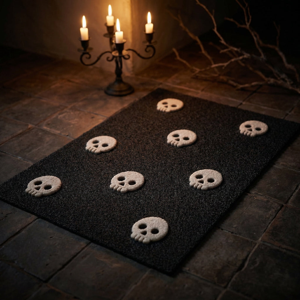 OutmaxHome Halloween Theme Cute Ghost Print Doormat, 15.8x23.6 Inch Non-Slip Absorbent Mat, Easy to Clean, for Front Door, Porch, Farmhouse