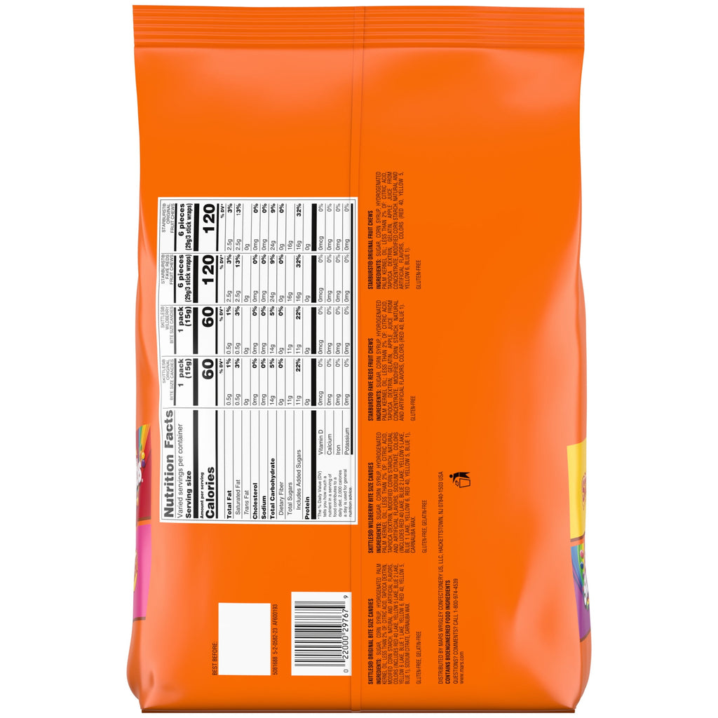 Skittles & Starburst Fun Size Chewy Halloween Candy Variety Pack - 105 Ct Bulk Bag