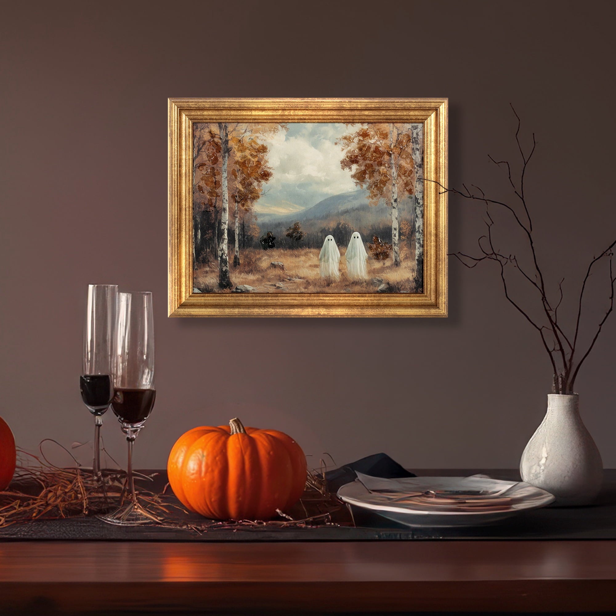 My Texas House Ghost Walk Halloween 14x11 Framed Canvas Art Print
