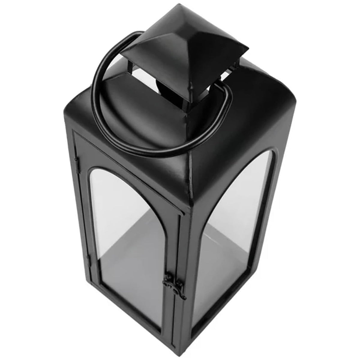 16 Inch Black Hurricane Lantern With Clear Glass Panels For Garden Living Room Indoor Outdoor Parties Weddings Balcony