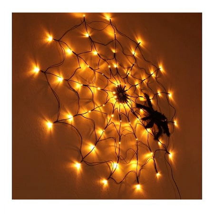 70Led 3.28FT Giant Spider Web Lights with Hairy Spider and Cobweb for Lighted Halloween Decorations Outdoor Halloween Window Decorations Wall Garden Patio Yard Decor
