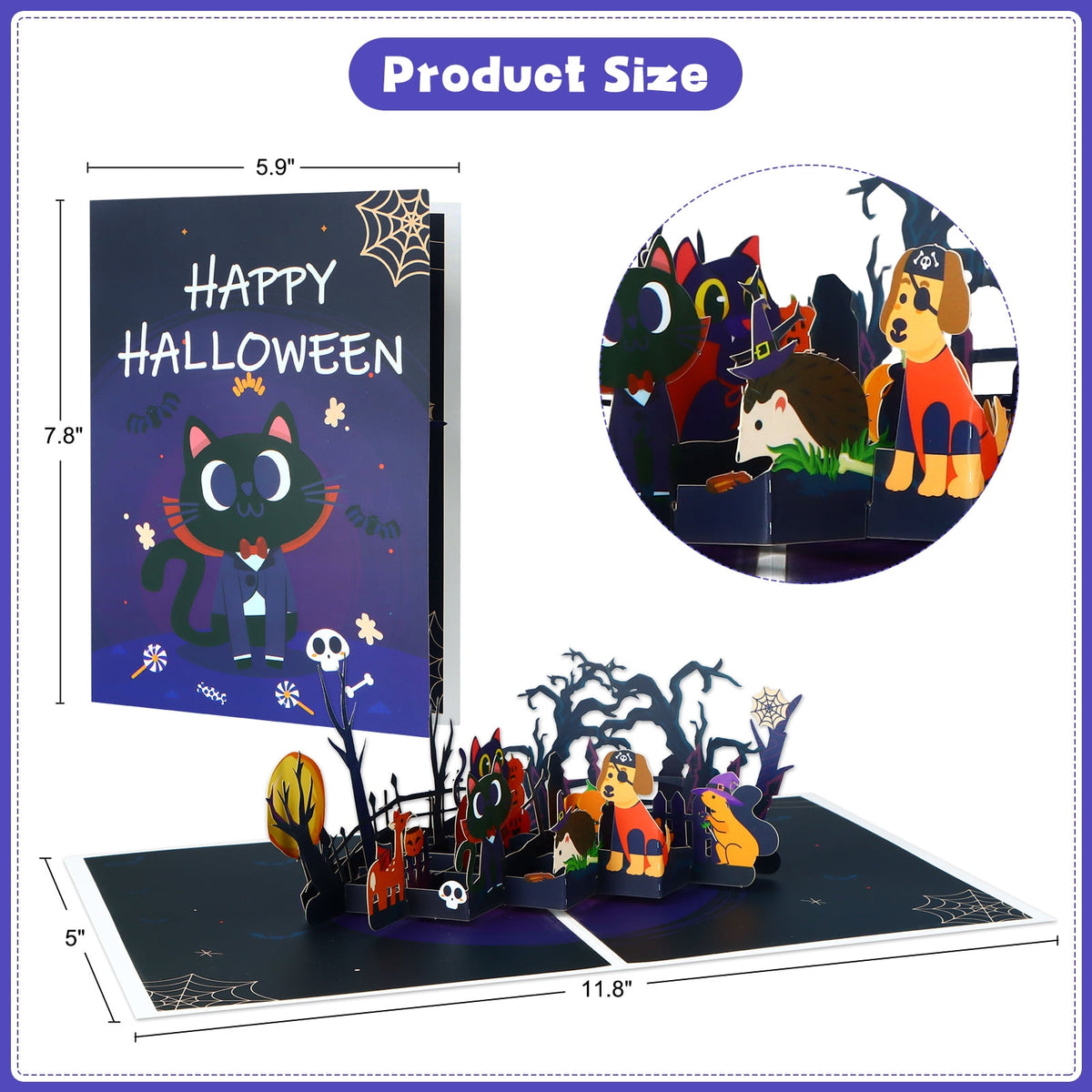 WaaHome Halloween Pop Up Card 3D Spooky Pumpkin Halloween Greeting Pop Up Cards Happy Halloween Cards with Envelope&Notecard Funny Halloween Gifts Card for Kids Adults Boyfriend Girlfriend Party Favor