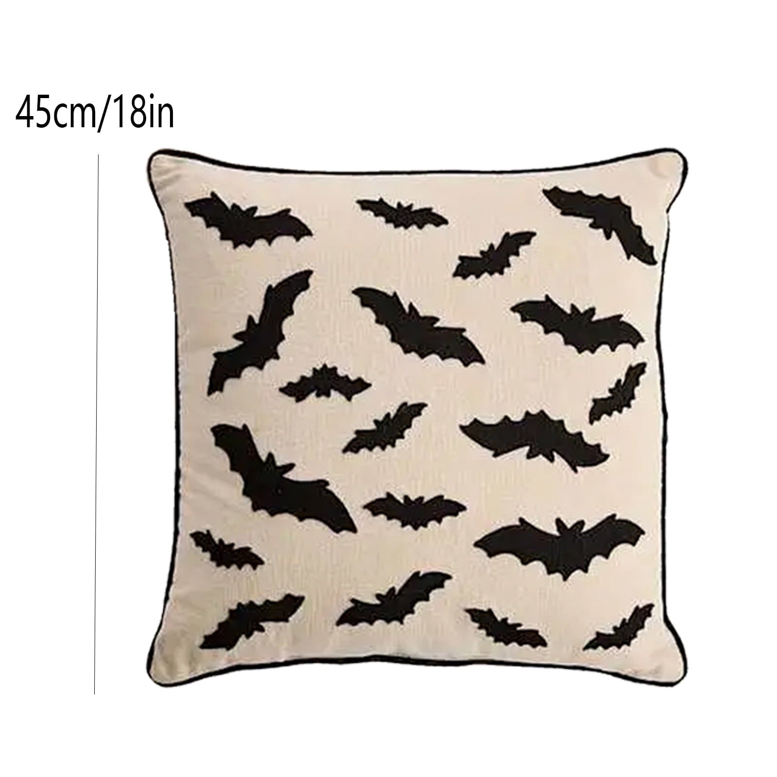 Yeciiwht Halloween Throw Pillow Cover – 18*18inch Embroidered Linen Cushion Case with Ghost, Mummy & Bat Designs, Invisible Zipper, Machine Washable