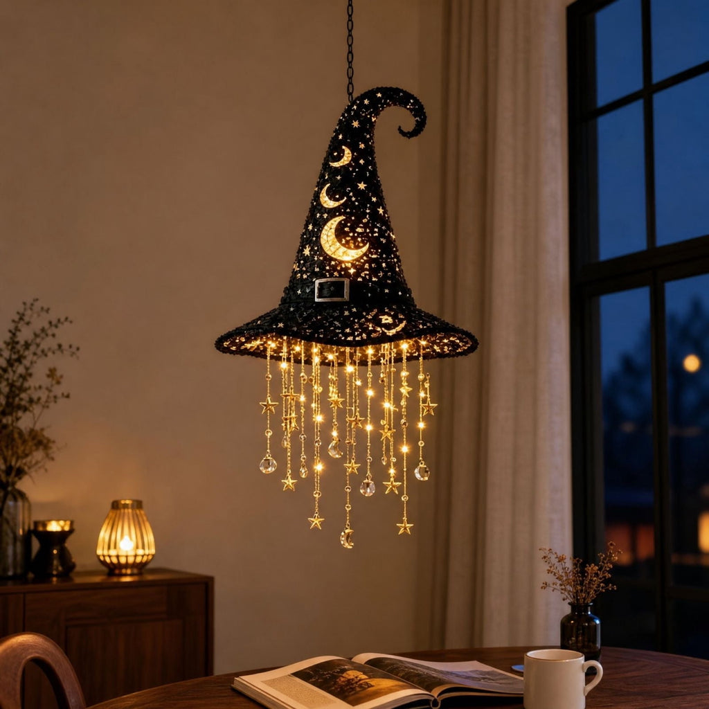 Stijggn Witch Hat Lights Halloween Glowing Lights, Waterproof Hanging Witch Hat Decorations, Warm Light Festival Ornaments for Indoor Outdoor Yard Garden Party Halloween Decor