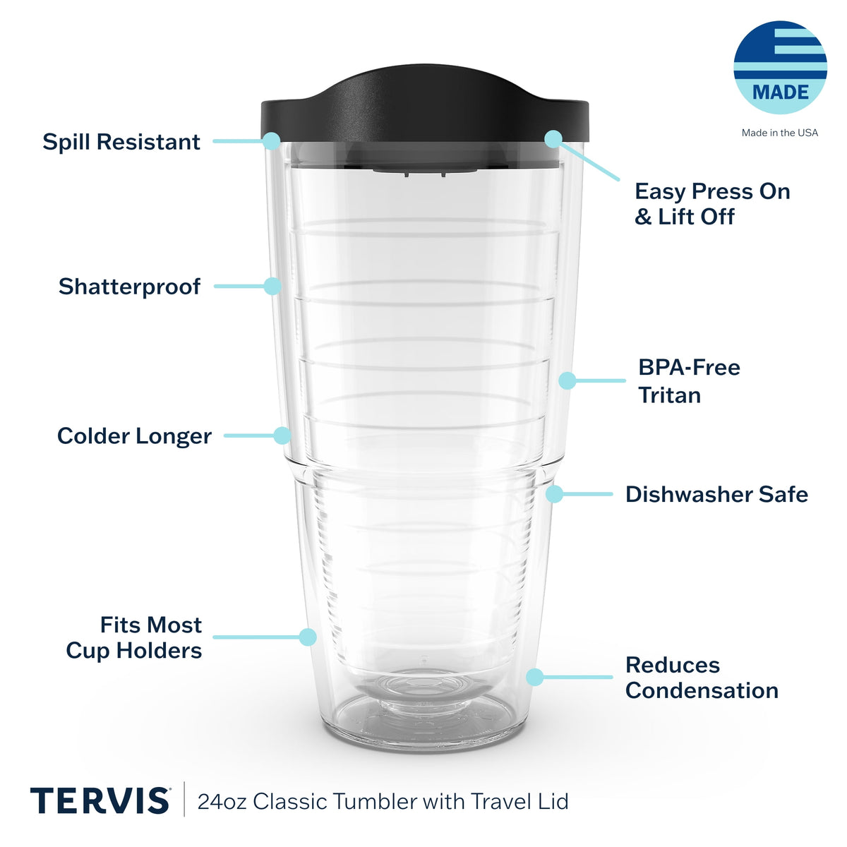 Tervis Disney Nightmare Before Christmas Jack Made in USA Double Walled Insulated Tumbler Travel Cup Keeps Drinks Cold & Hot, 24oz, Classic