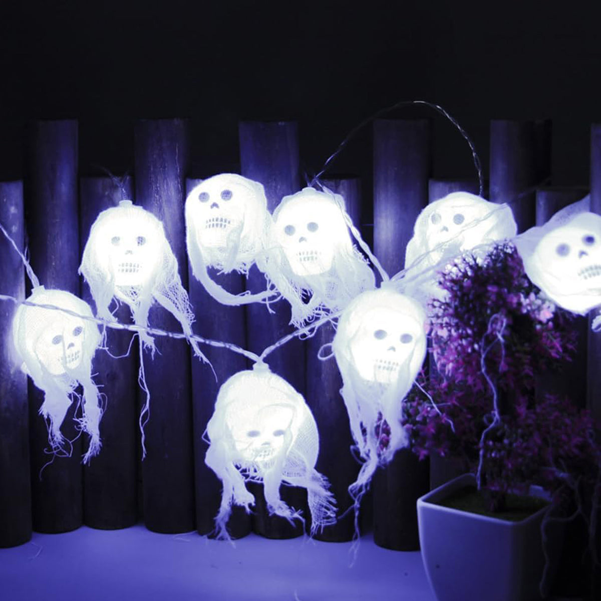 MYFLOCY Halloween LED Battery Operated Skull String Lights 10 Lighting Modes Indoor Outdoor Courtyard Decor ( 10 Ft )