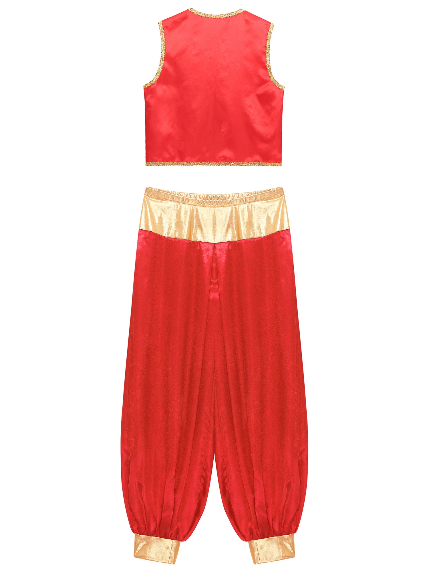 iiniim Mens Arabian Prince Costume Open Front Vest with Pants Halloween Show Fancy Dress up Outfit Royal Blue&Royal Blue S