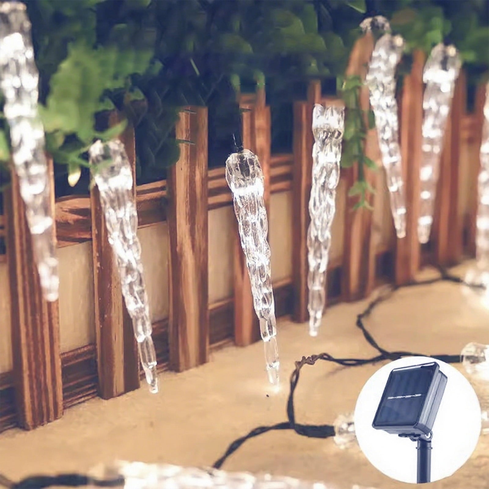 SCNOR Christmas Solar Icicle Lights 21ft 30 LED, Dusk to Dawn Outdoor Indoor Waterproof, Auto On/Off Holiday Decor