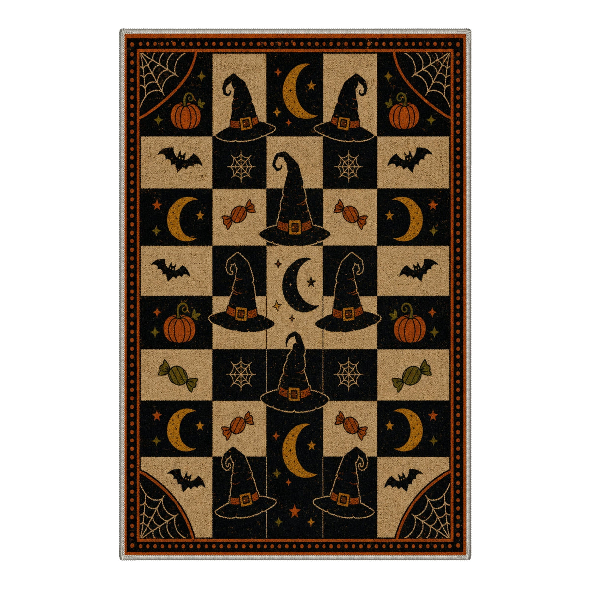 GENIMO 2'x3' Halloween Doormat, Washable Non Slip Soft Gothic Castle Outdoor Door Mat for Front Door Covered Porch Patio Entryway, Antique Gold