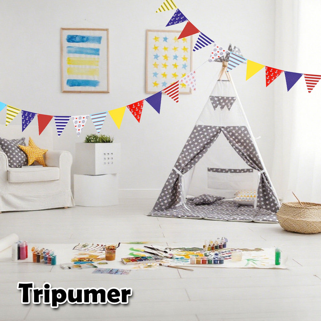 Tripumer 120 Pcs Triangle Flag Banner String for Halloween Decorations 164ft Birthday Hanging Flag for Birthday Party Mardi Gras Outdoor Event Decorations - Black+White+Orange