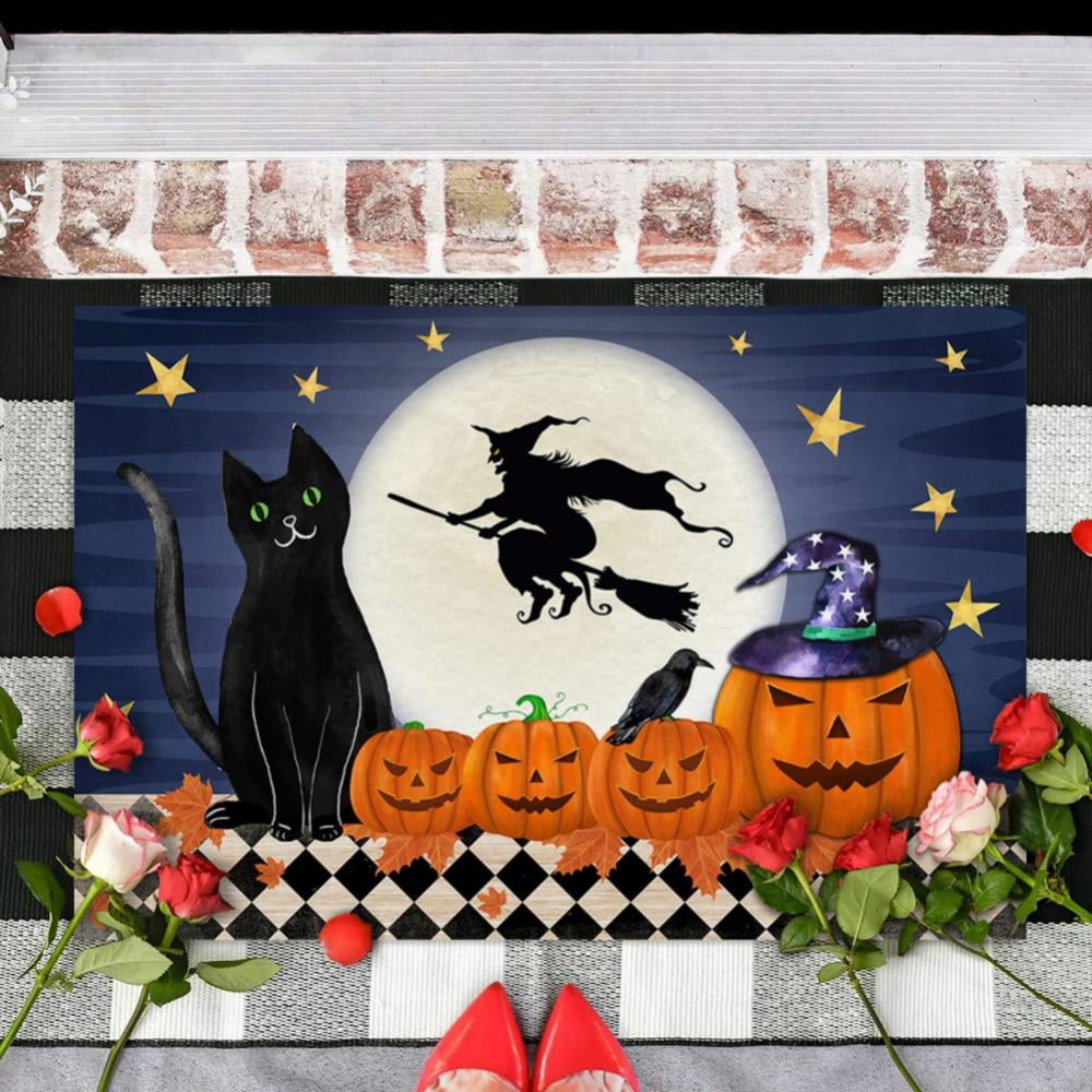 Halloween Door Mat Outdoor Trick or Treat Doormat Non Slip Funny Rug Pumpkin Holiday Decorative Entrance Mat for Halloween Indoor Outdoor Decoration, 15.7x23.6"