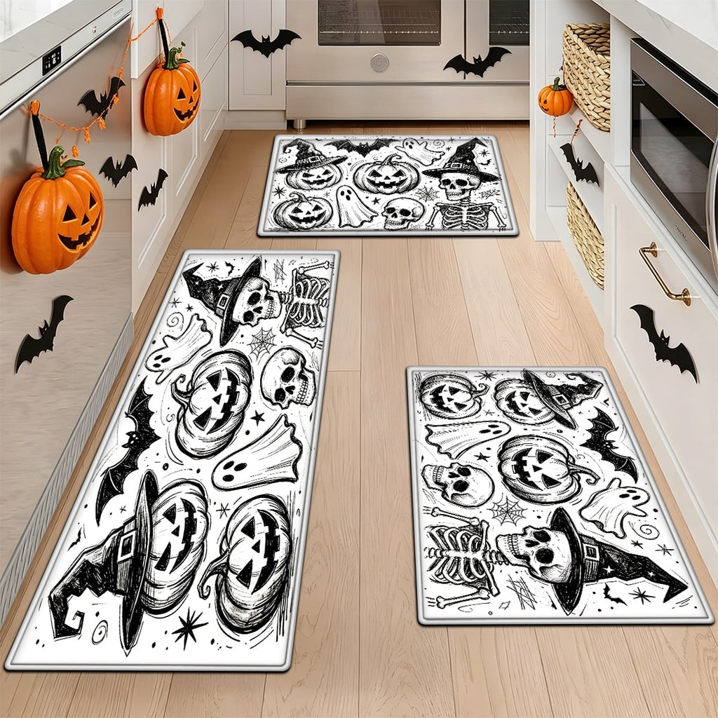 YIMEIS Halloween Pumpkin Lanterns 1Pc Flannel Mat and Kitchen Rugs,Soft Non-slip,Perfect for Home Bathroom