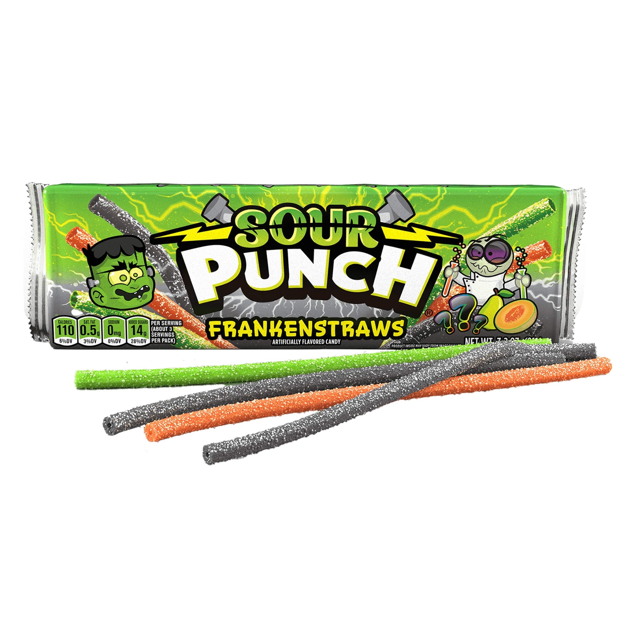Sour Punch Frankenstraws Halloween Candy 3.2oz Tray