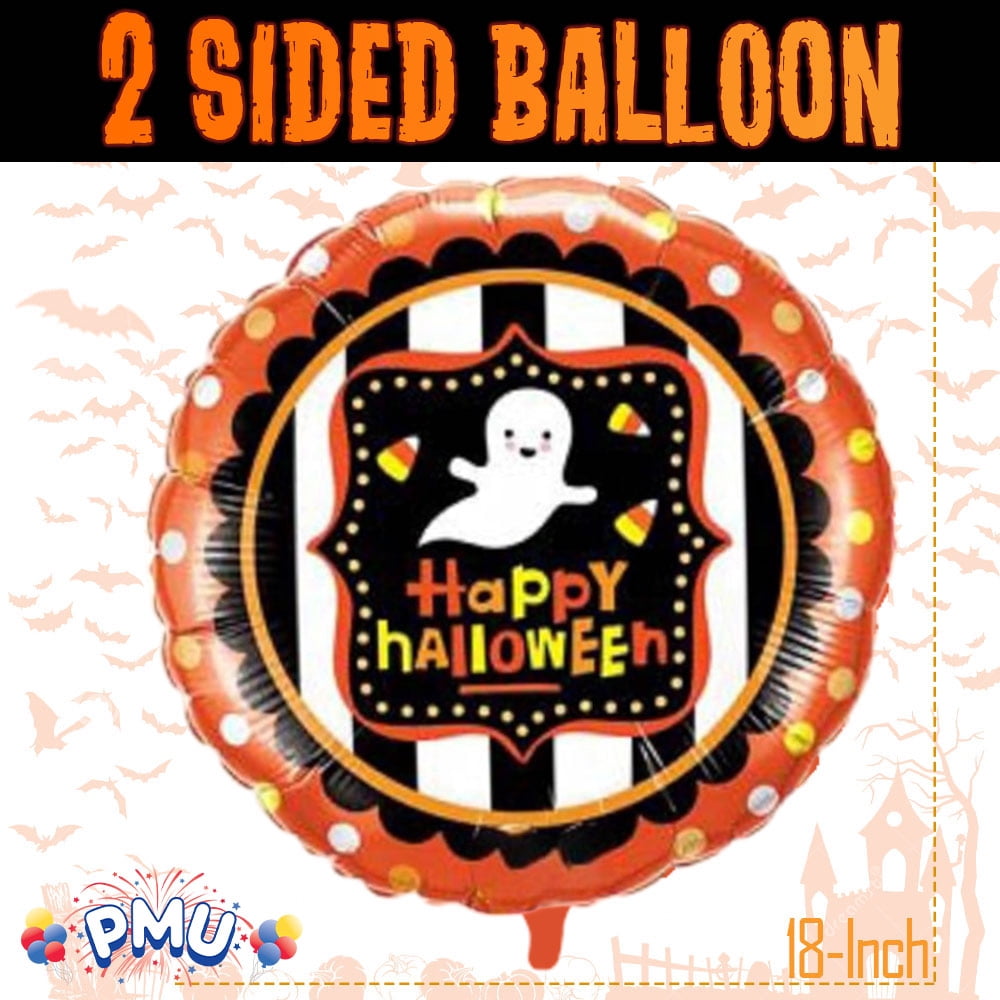 PMU Halloween Party Decoration "Happy Halloween" Jack Faces Aglow 18 Inch Mylar-Foil Balloon (1pkg) Pkg/1