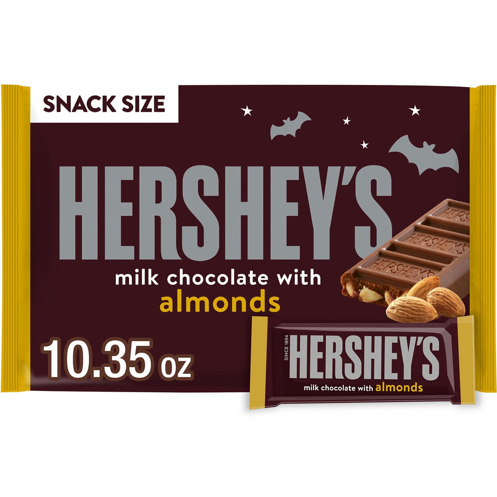 (2 pack) Hershey's Milk Chocolate with Almonds Snack Size, Halloween Candy Bag, 10.35 oz