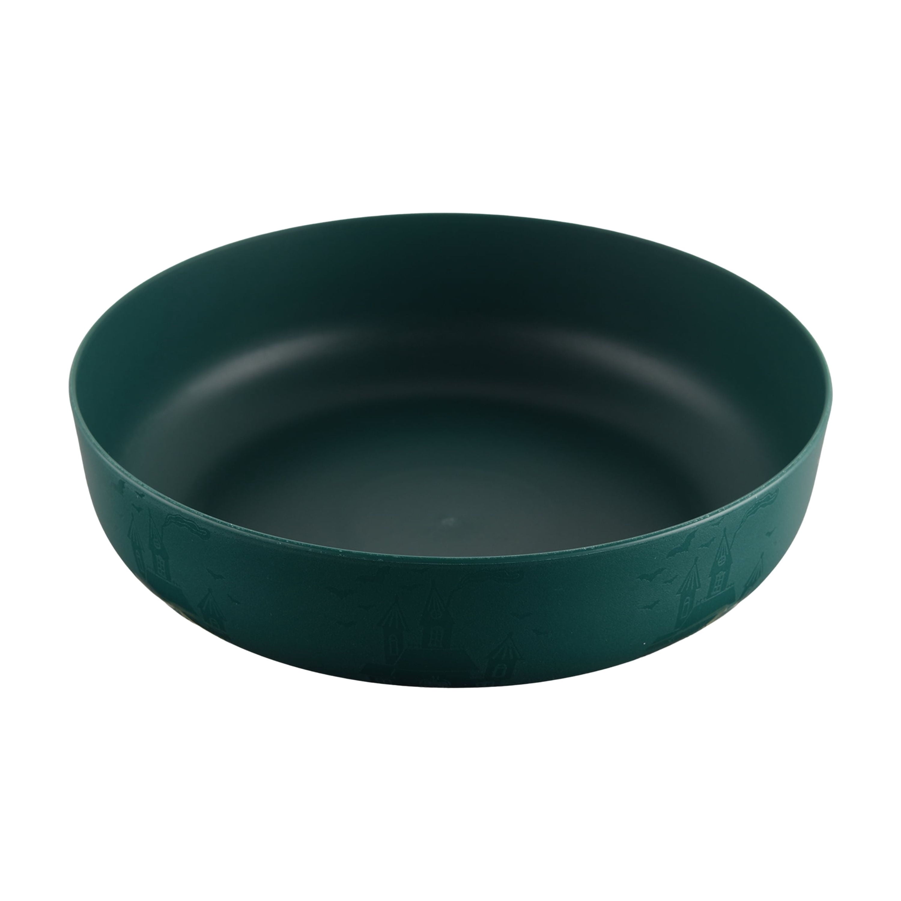 Mainstays 42 oz Round Plastic Dinner Bowl, Etched Bats, Black