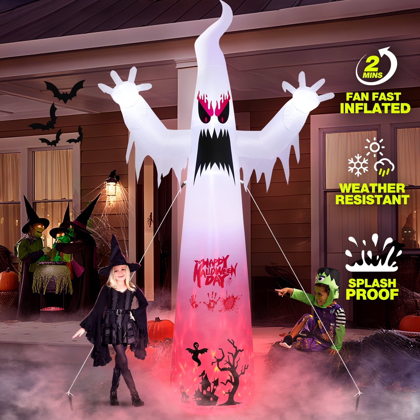 Ayieyill 8.5FT Halloween Inflatables Pumpkin Ghost Family with Built-in LED Lights, Halloween Blow up Yard Decorations