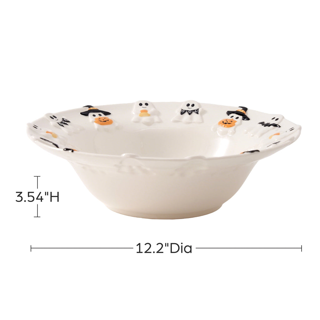 Way To Celebrate Halloween Ghost Ceramic Stoneware Serving Bowl, White