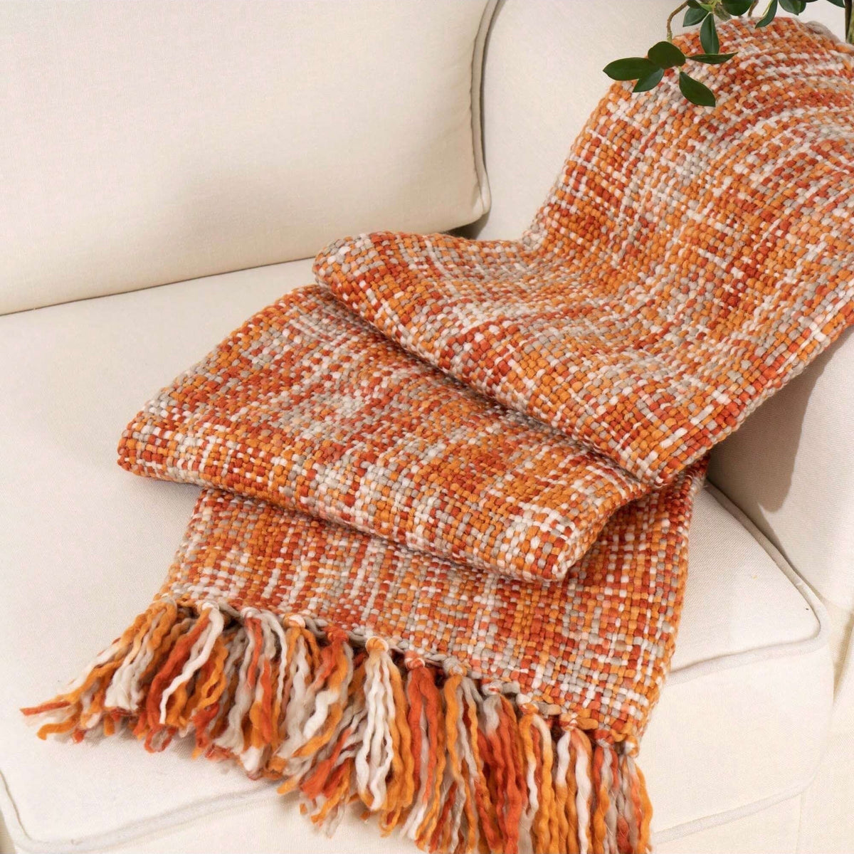 Orange Throw Blanket for Couch,Decorative Fall Blanket,Halloween Throws for Home Decor,50"x60"