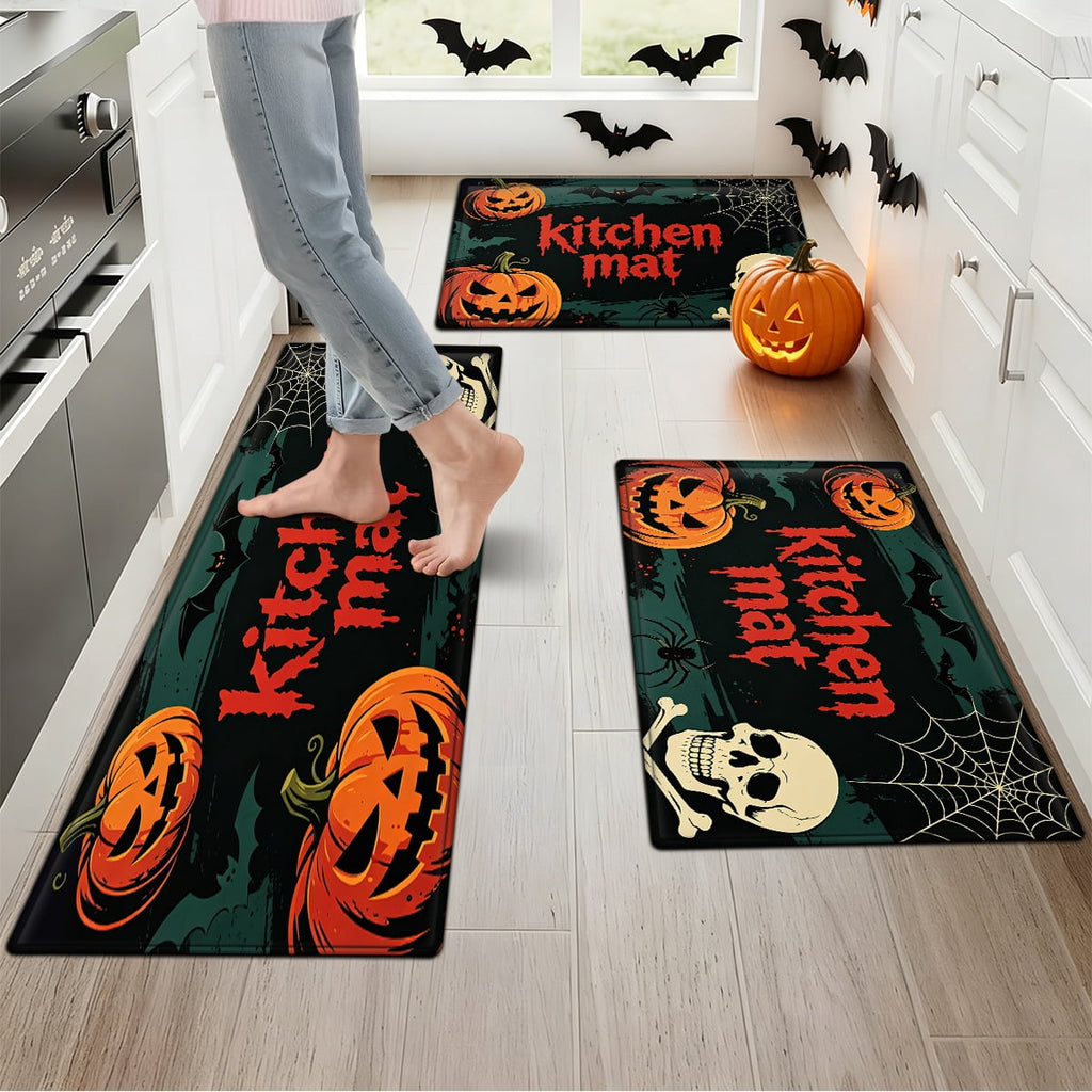 YIMEIS Halloween Pumpkin Lanterns 1Pc Flannel Mat and Kitchen Rugs,Soft Non-slip,Perfect for Home Bathroom