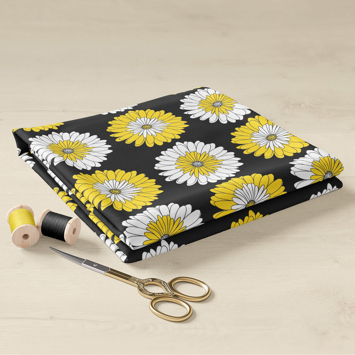 Fat Quarter 100% Cotton Daizy, Yellow, 18"x 21" for Quilting & Sewing, 1 Each