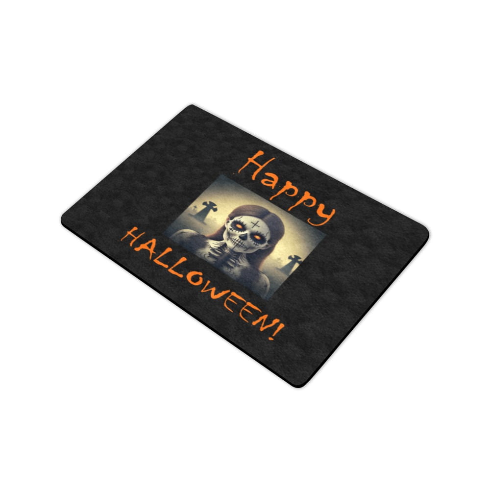 Halloween Holiday Door Welcome Mat - Cemetary - Doormat 24 inch x 16 inch