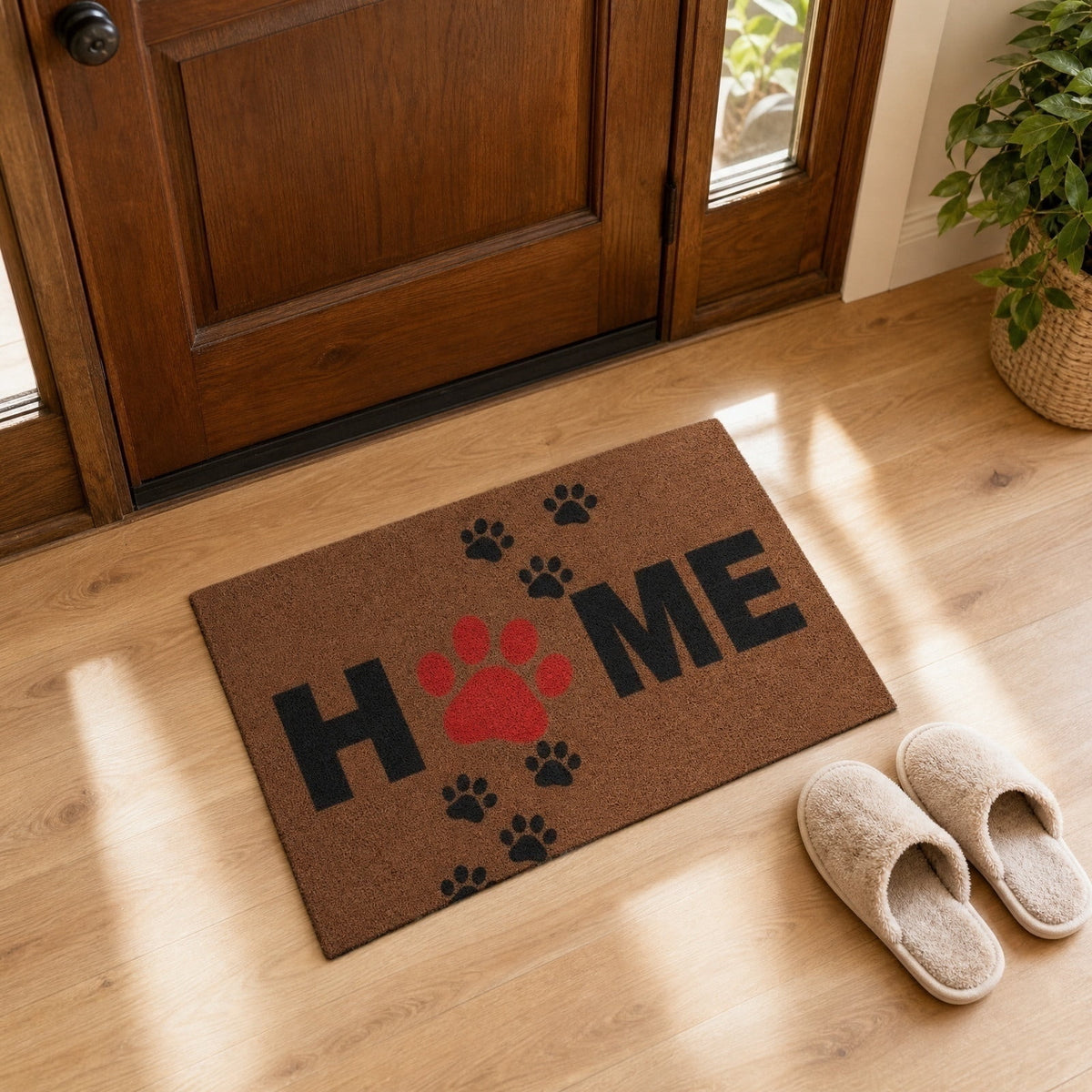 Front Door Mat Indoor Outdoor Entrance Rug, Semicircular Entrance Mat, Half Round Waterproo Non-Slip Durable Rubber Doormat for Garage, Patio, 29.5 inch