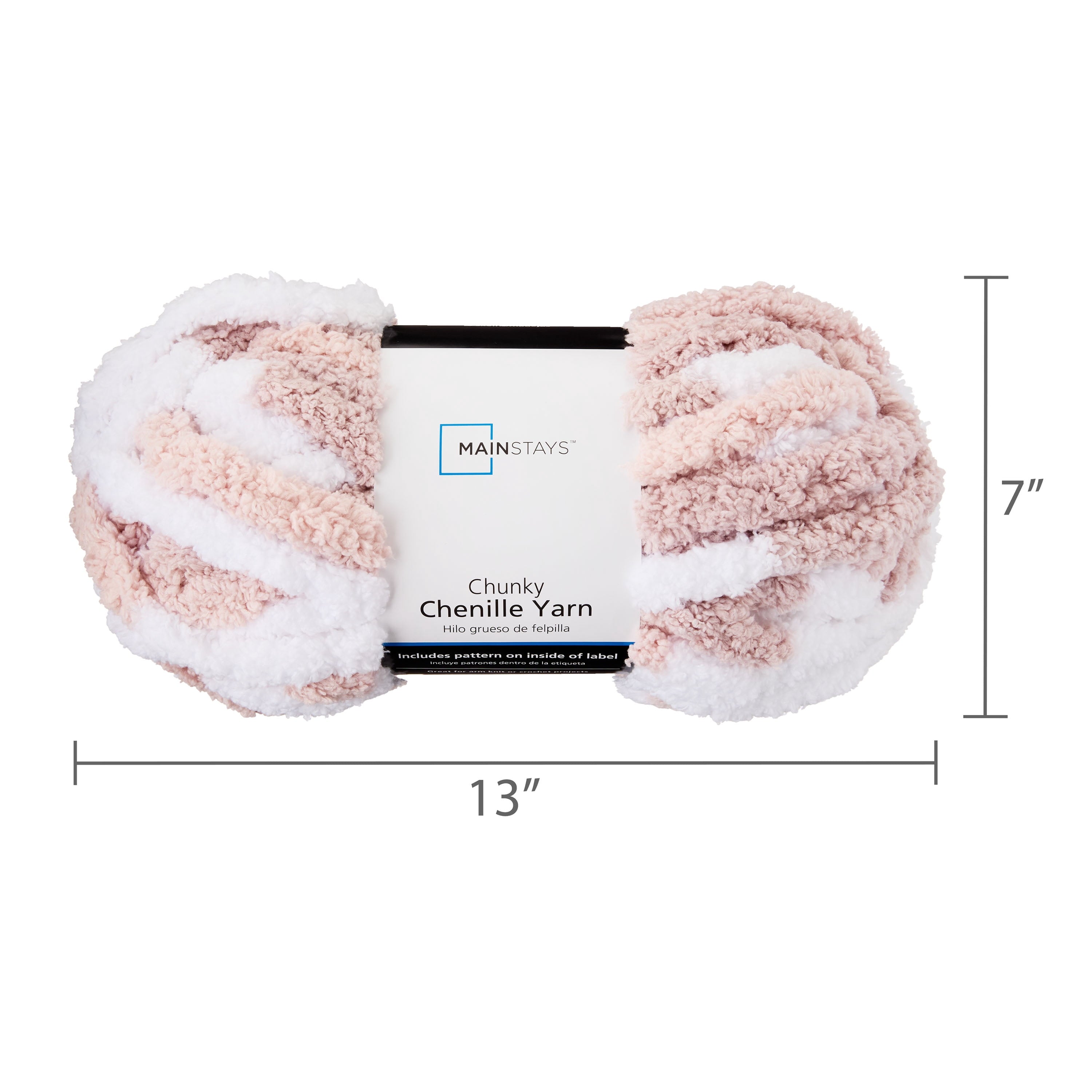 Mainstays Chunky Chenille Yarn, 31.7 yd, Ivory, 100% Polyester, Super Bulky