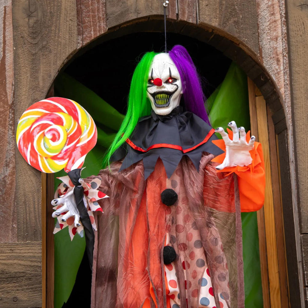 4 Ft. 5 1/4" Hanging Light-Up Clown Animated Prop Halloween Decoration