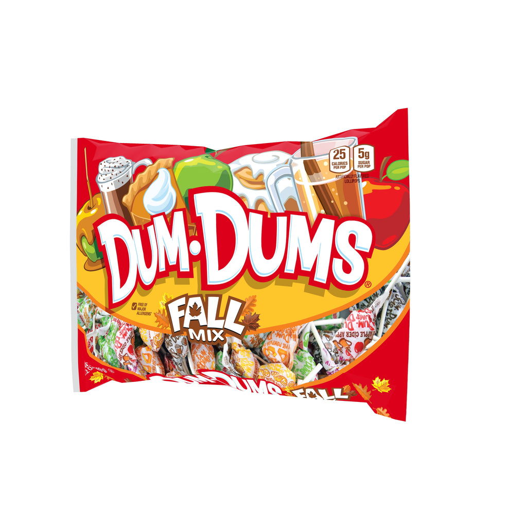 Dum Dums Fall Mix Halloween Assorted Candy, Lollipops & Suckers, Hard Party Candy, 10.2oz Bag
