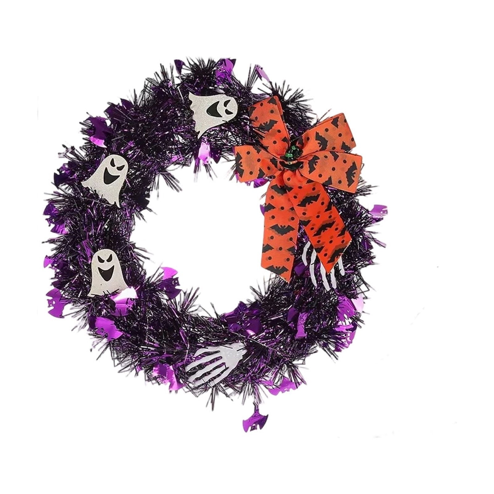Boovnll Halloween Wreath, 18" Horror & Novelty Handmade Black Twig Glitter Bats Halloween Wreaths for Front Door Fireplace Wall Porch Party Decor, Halloween Decorations