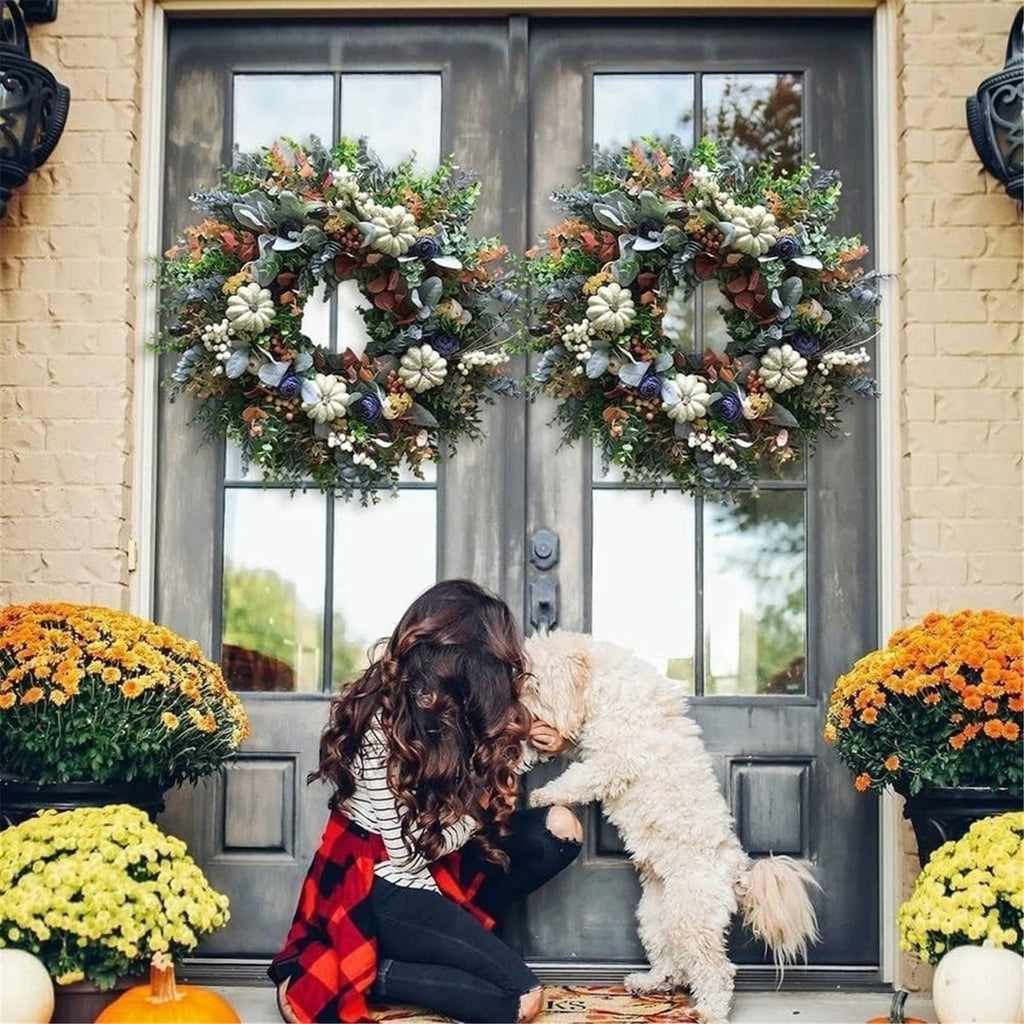 Decorative Wreath, Pumpkin Wreathfall Pumpkin Wreath, Year Round Wreath for Front Door, Artificial Wreath, Front Door Wreath, Family Farmhouse Decor and Spring Wreath, Easter Wreath