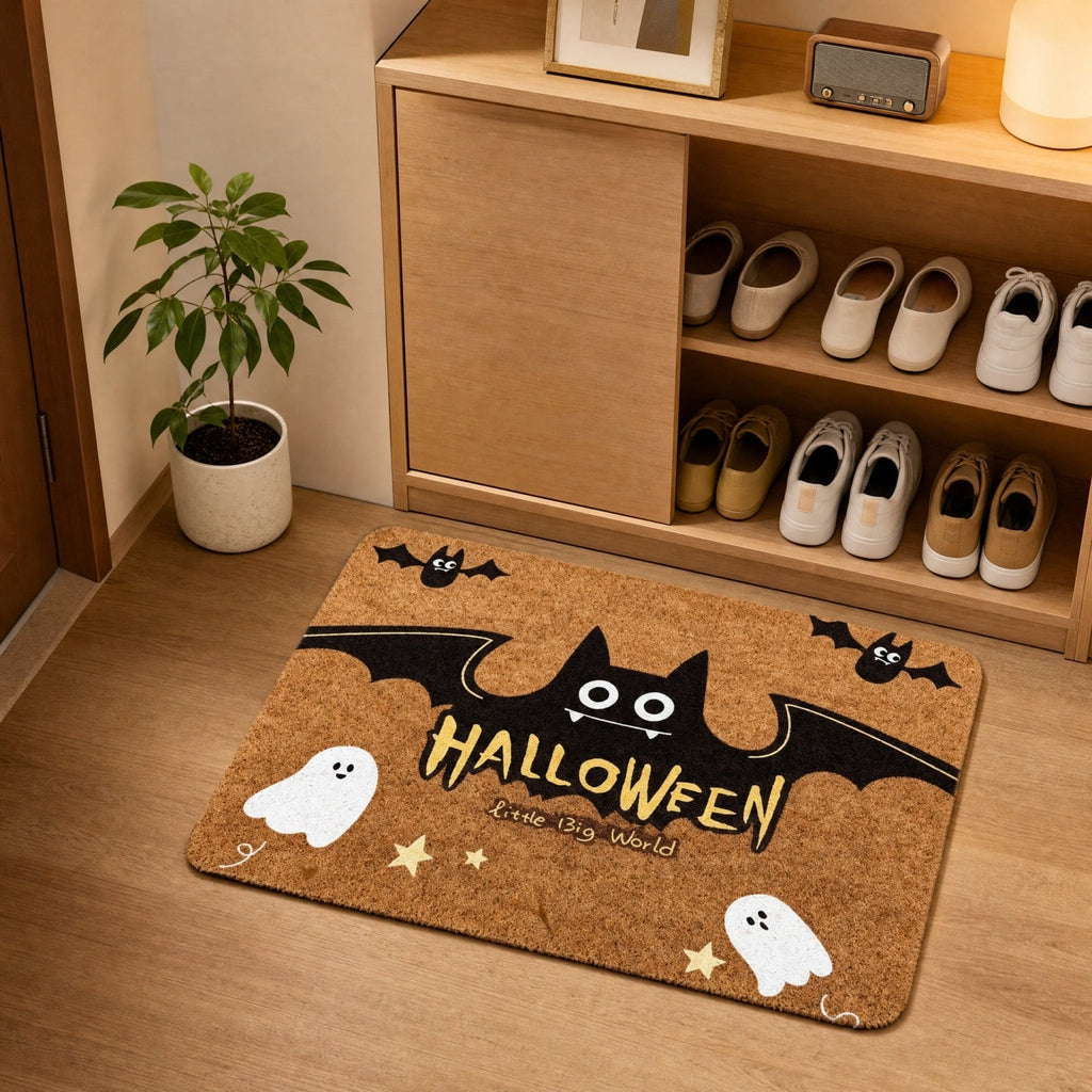 Halloween Doormat Vintage Retro Style Mat 23.6x15.7in Secure-Grip Absorbent Coir Look Entryway Rug for Front Porch Indoor Outdoor Decor by OVFUIZ