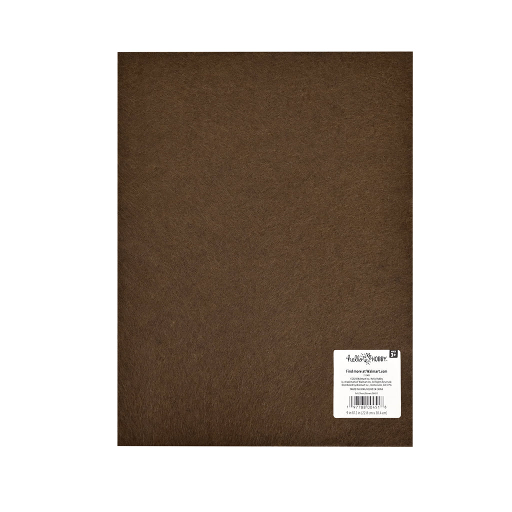 Hello Hobby 9" x 12" Brown Felt Sheet for Crafting and Sewing