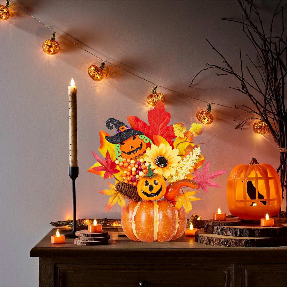 Gold Halloween Mini Cauldron Candy Holder Set, Witch Decor Tiered Tray Tabletop Decoration 8pcs