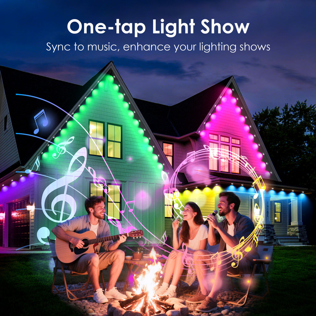VIPLIKE Outdoor Lights, 100ft Permanent LED Lights, IP67 Waterproof, Patio, Garden, Holiday Decor