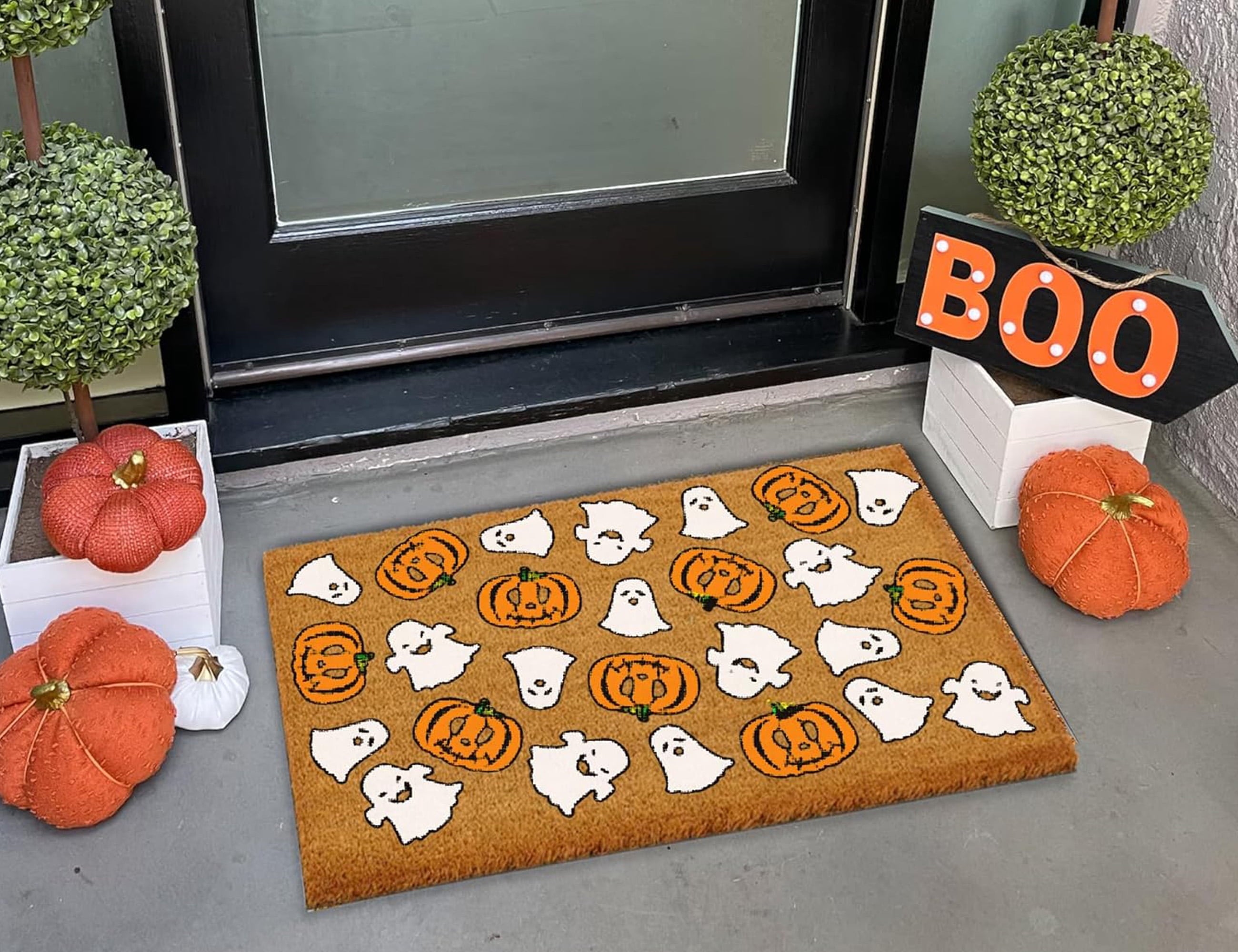 MYFLOCY Halloween Front Doormat 31x19 inch Indoor Outdoor Non Slip Floor Decoration ( Pumpkin Spooky )