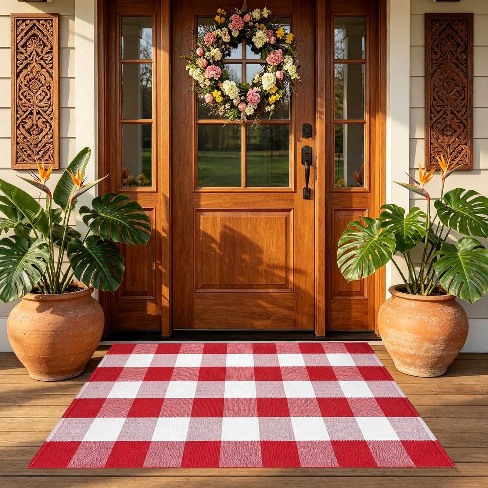 Dpityserensio Halloween Doormat Black Bat and Moon with Striped Border Non-Slip Washable Indoor Outdoor Rug, Vintage Fall Decor