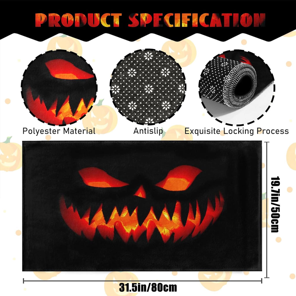 NIETEIN Halloween Welcome Doormat, 19.7 X 31.5 Inch Pumpkin Design Non-Slip Mat