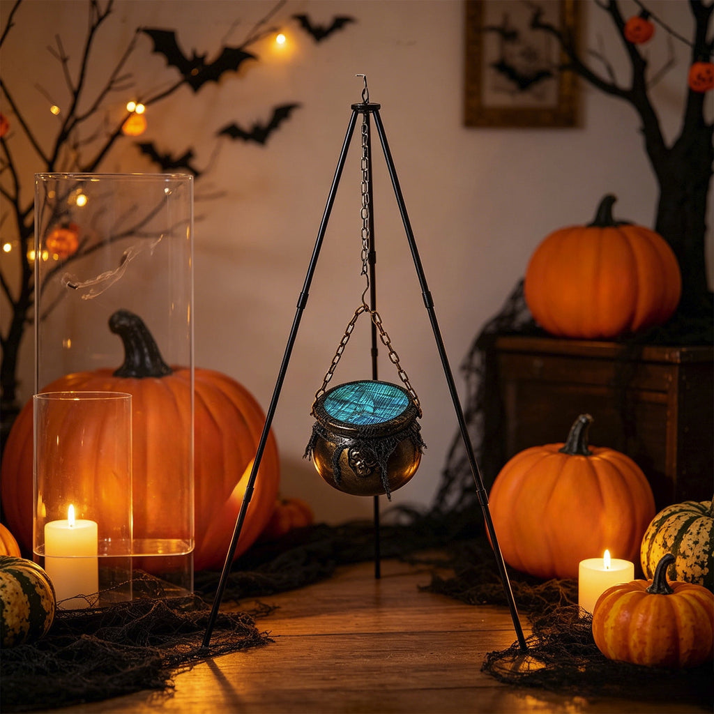 Muecwrye Halloween Decorations Outdoor, Halloween Clearance! Halloween Witches Cauldron on Tripod with Lights, DIY Bubbling Cauldron Set Decor for Home Porch Outside, Halloween Party Supplies