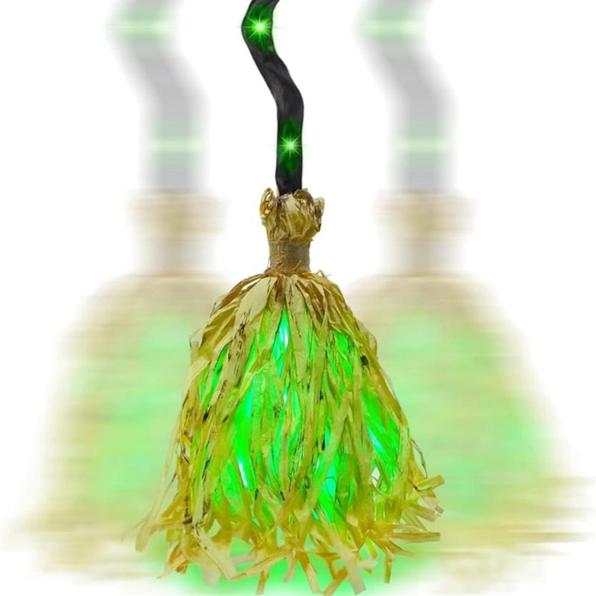 Witch Broom Halloween Decor - Animated Light Up Moving Broomstick with Spooky Sounds | Dancing for Home, Porch & Party 1PC