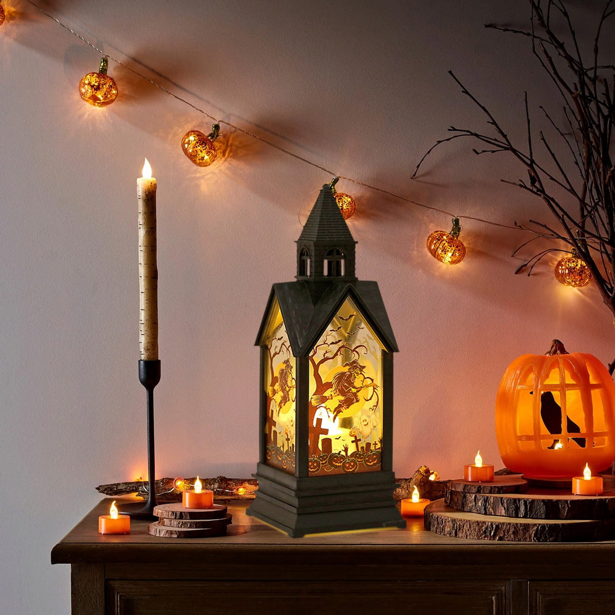 Halloween Decorations Indoor, 17'' Hanging Spooky Halloween Lanterns for Home Room Door Party Supplies